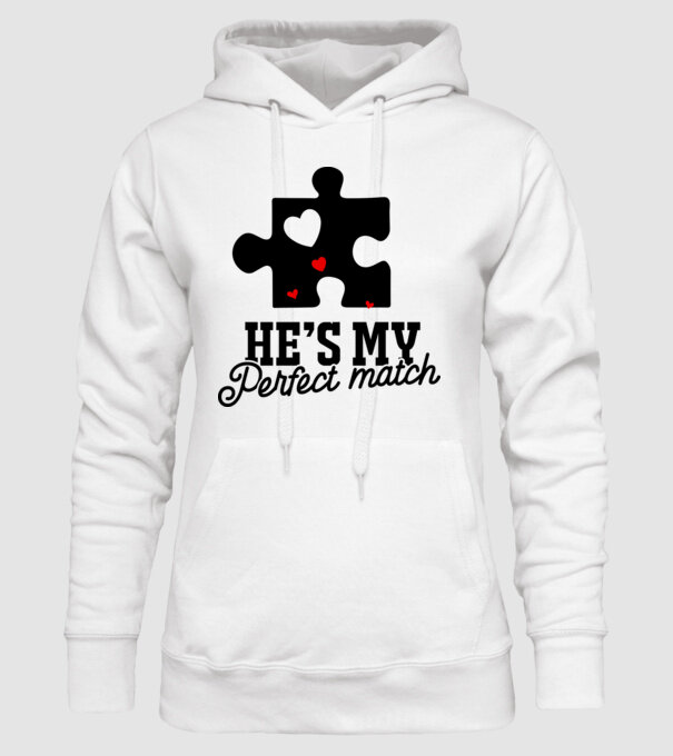 He is my perfect match model alb pe tricou