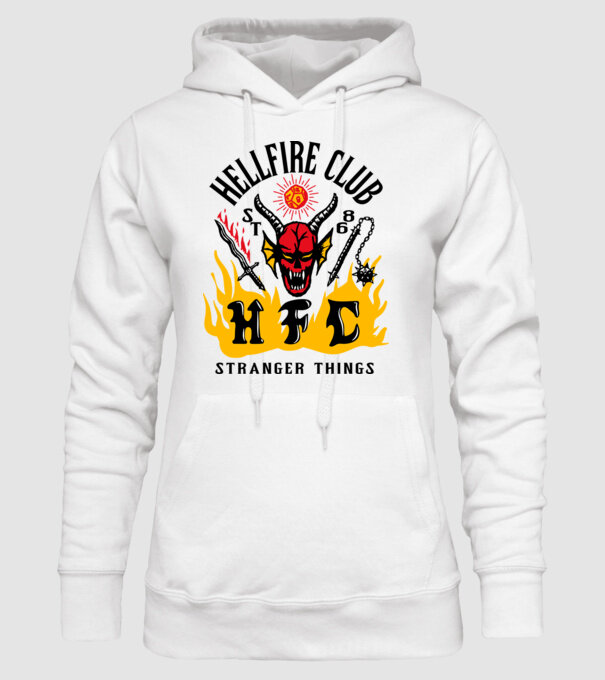 hellfire club 86 stranger things model alb pe tricou