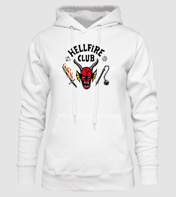 HELLFIRE CLUB model alb pe tricou