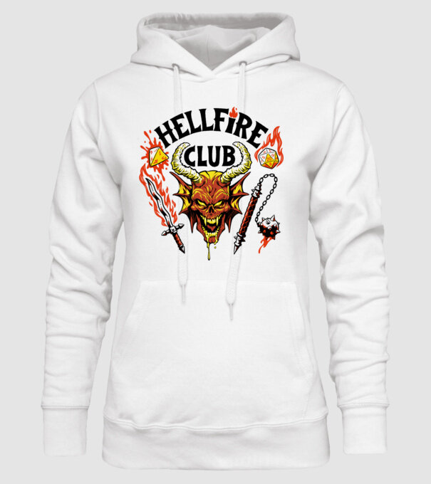 Hellfire ok model alb pe tricou
