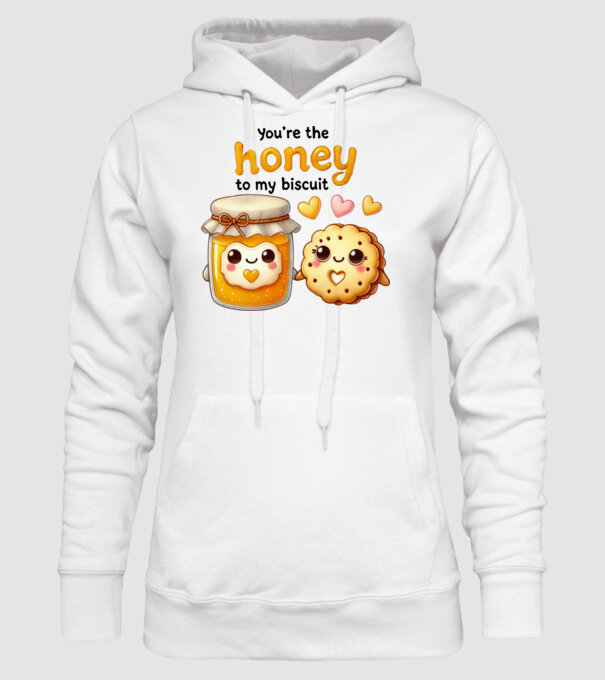 Honey to my Biscuit model alb pe tricou