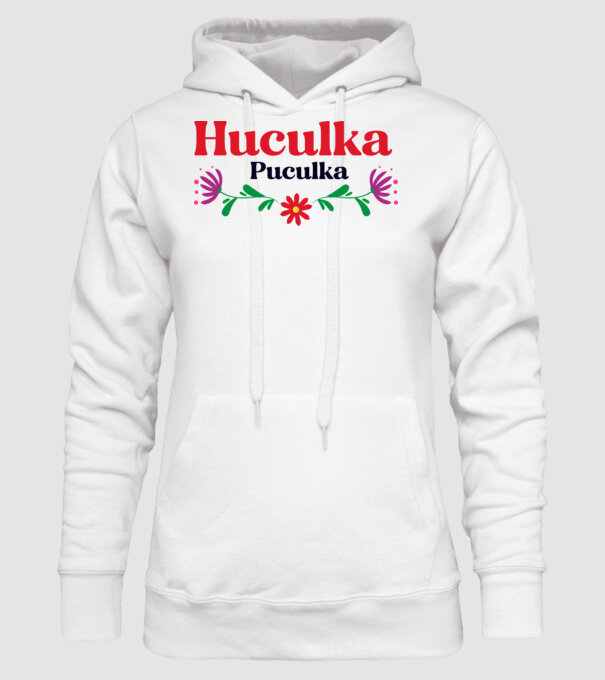 Huculka Puculka model alb pe tricou