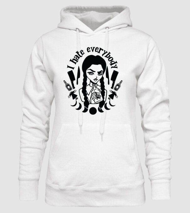 I hate everybody cartoon model alb pe tricou