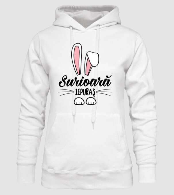 Iepuraș surioară model alb pe tricou
