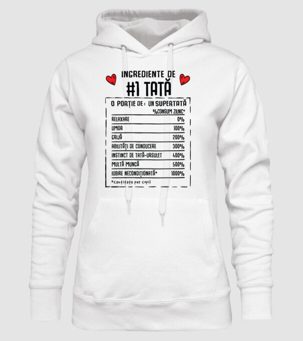 Ingrediente Tată model alb pe tricou