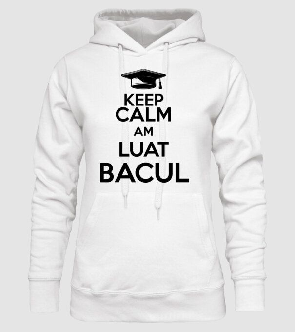 Keep calm, am luat bacul model alb pe tricou
