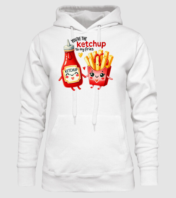 Ketchup to my Fries model alb pe tricou