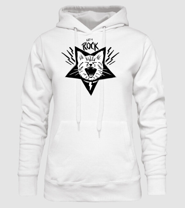 Let's Rock model alb pe tricou