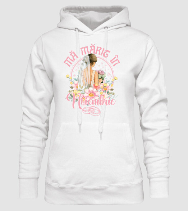 mă mărit - în noiembrie model alb pe tricou