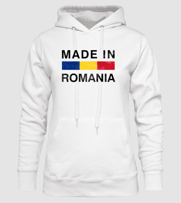 made in romania model alb pe tricou