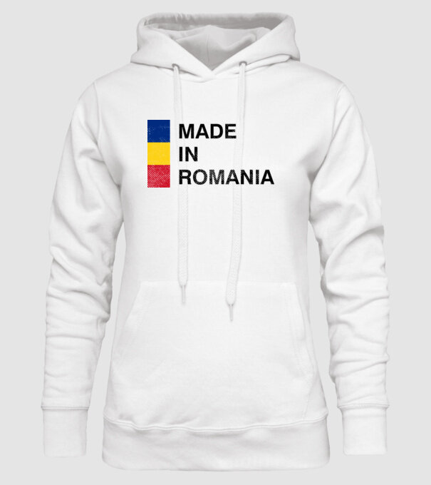 made in romania model alb pe tricou