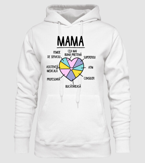 Mama cea mai bună prietenă, supererou model alb pe tricou