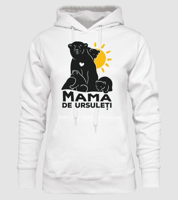 Mamă de ursuleți model alb pe tricou