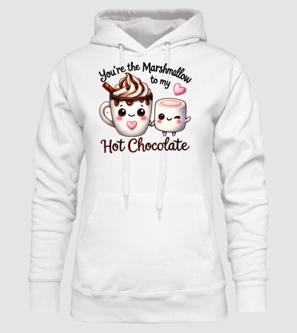 Marshmallow to my Hot Chocolate model alb pe tricou
