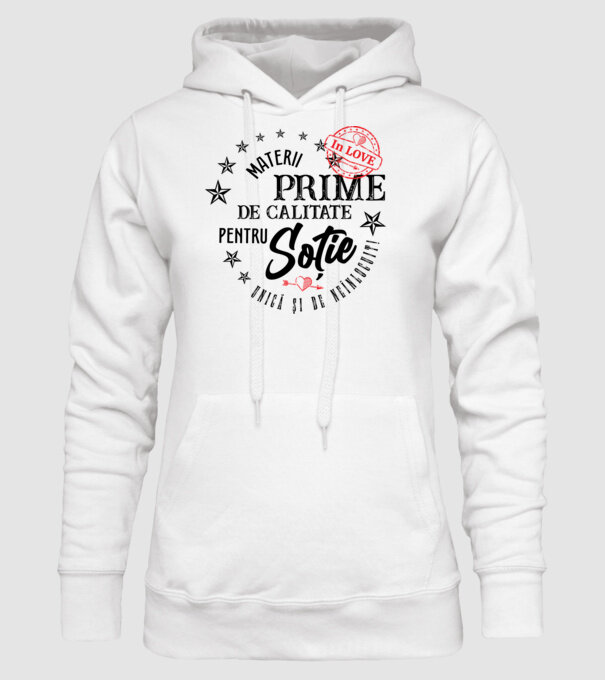 Materii prime de calitate pentru soție model alb pe tricou