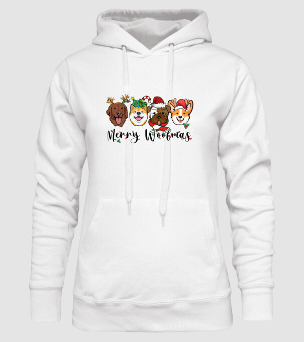 Merry woofmas 2 model alb pe tricou
