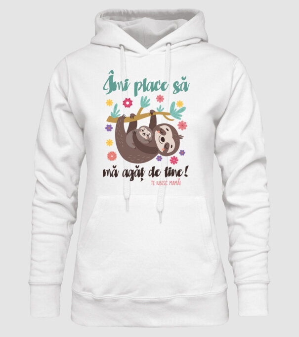Îmi place că te agăți de mine! model alb pe tricou