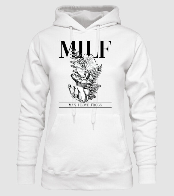 MILF man i love frogs model alb pe tricou
