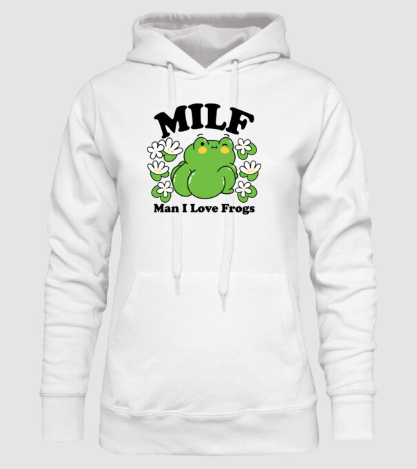 MILF man i love frogs model alb pe tricou