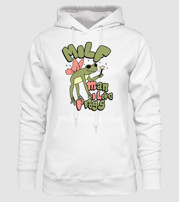 MILF man i love frogs model alb pe tricou