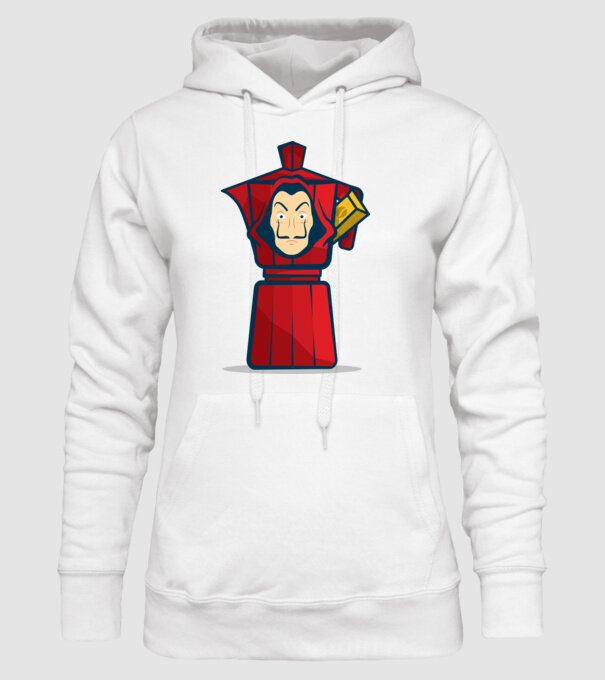 money heist coffee model alb pe tricou