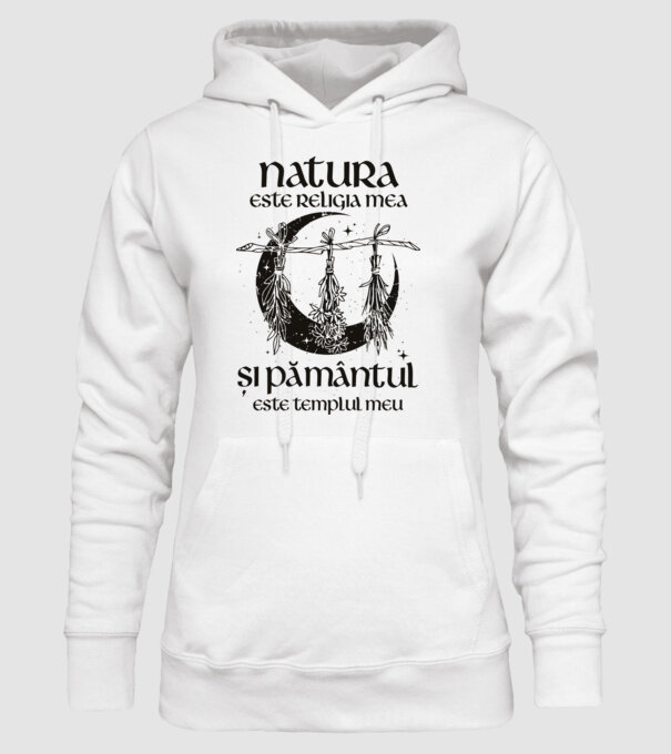 Natura este religia mea model alb pe tricou