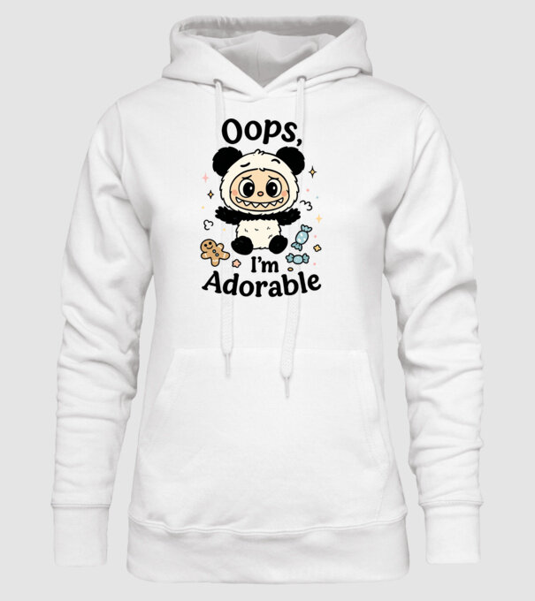 Oops, I'm adorable model alb pe tricou