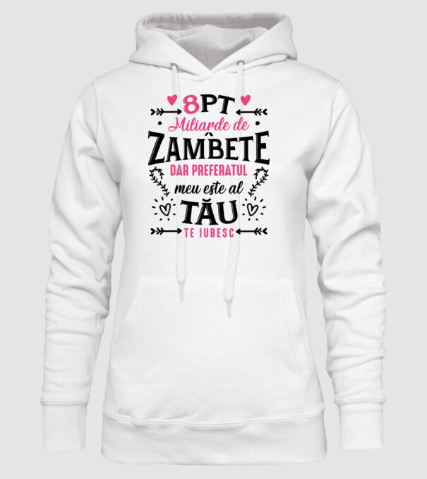 Opt miliarde de zâmbete model alb pe tricou