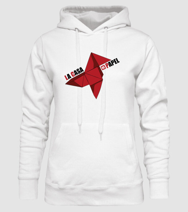 origami la casa de papel white model alb pe tricou