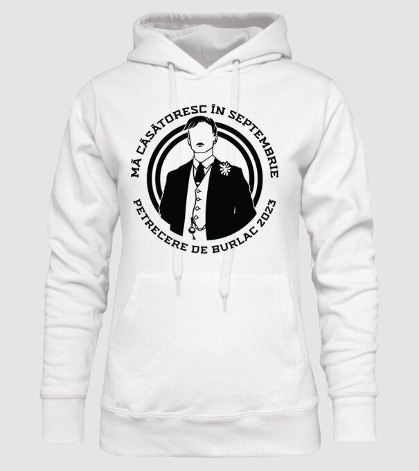 Petrecere de burlac septembrie model alb pe tricou