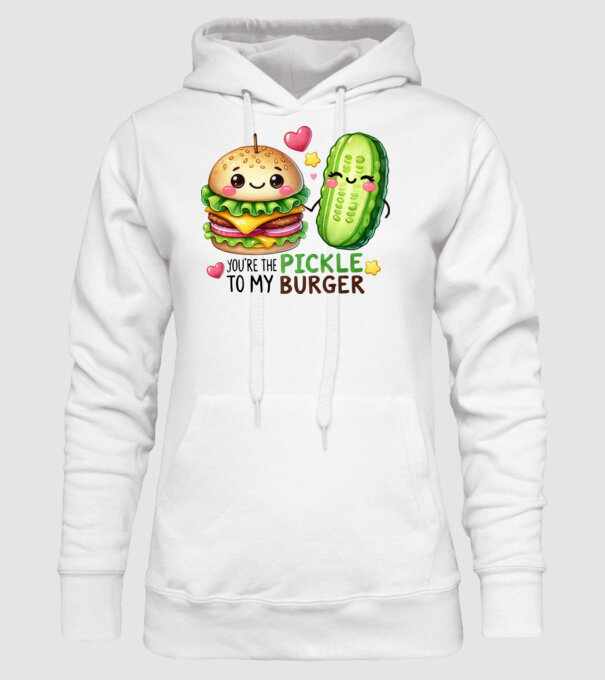 Pickle to my Burger model alb pe tricou