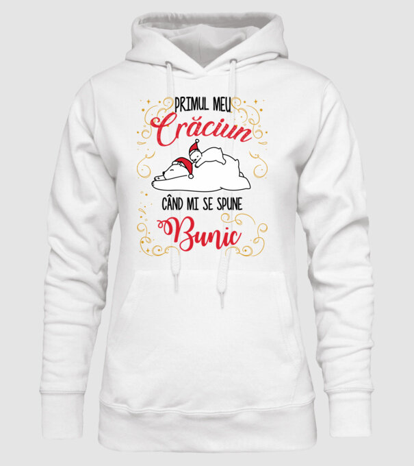 Primul meu Crăciun când mi se spune bunic! model alb pe tricou
