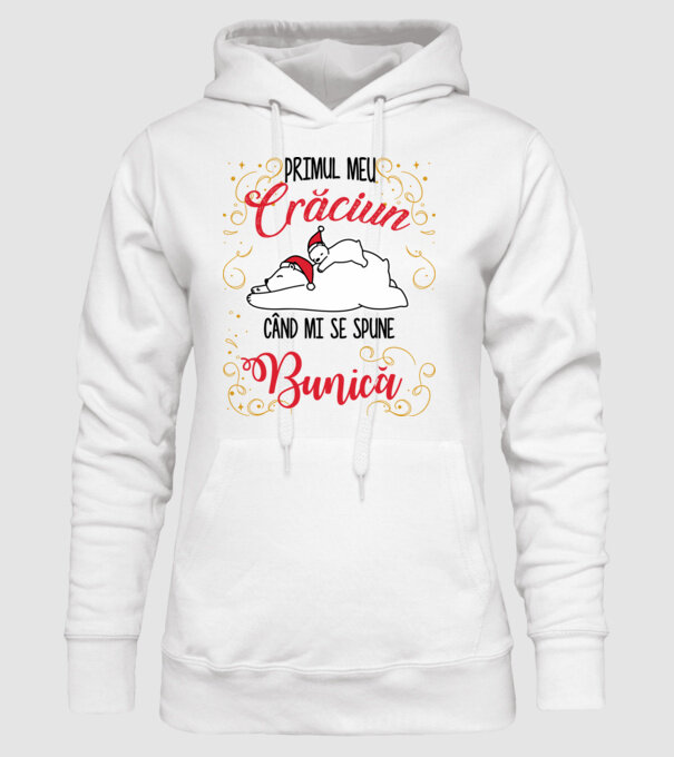 Primul meu Crăciun când mi se spune bunică! model alb pe tricou