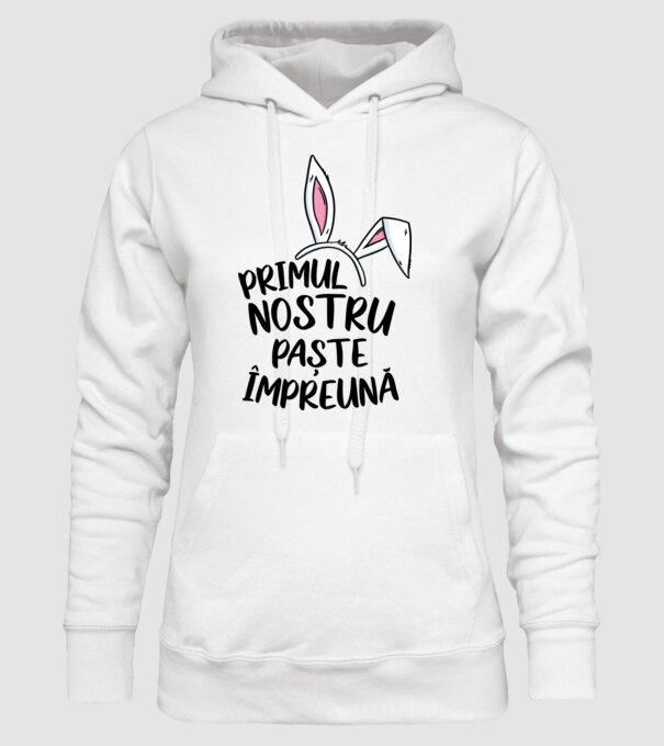 Primul nostru Paște împreună model alb pe tricou