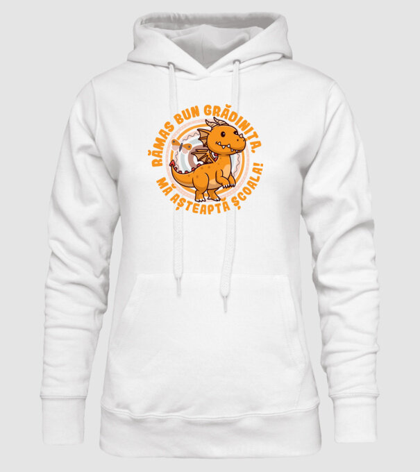 Rămas bun grădiniță, mă așteaptă școala! model alb pe tricou