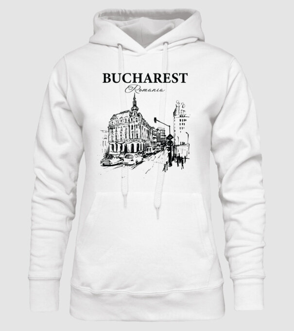 România Bucharest vintage model alb pe tricou