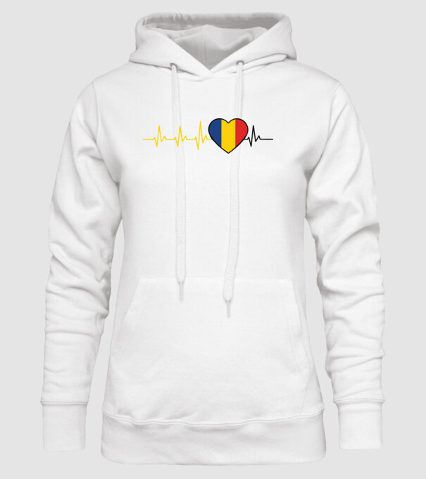 România heartbeat model alb pe tricou