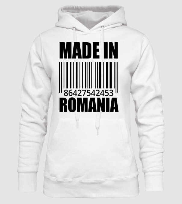 România made in model alb pe tricou