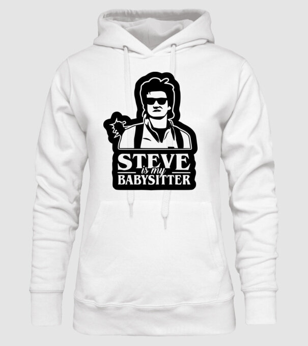 steve is my babysitter model alb pe tricou