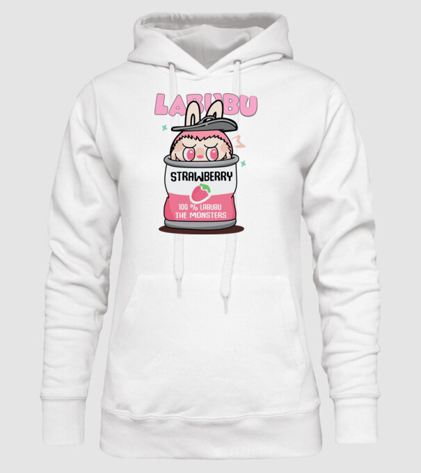 Strawberry Labubu model alb pe tricou