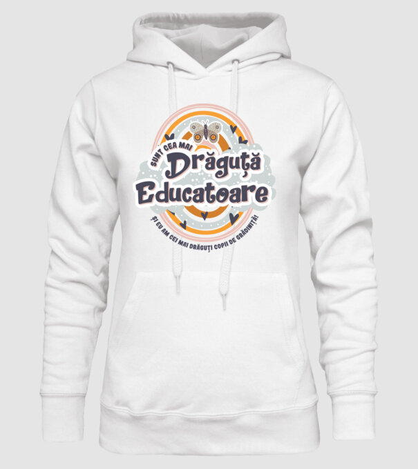 Sunt cea mai drăguță educatoare! model alb pe tricou