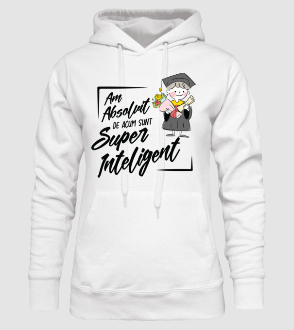 Sunt super inteligent model alb pe tricou