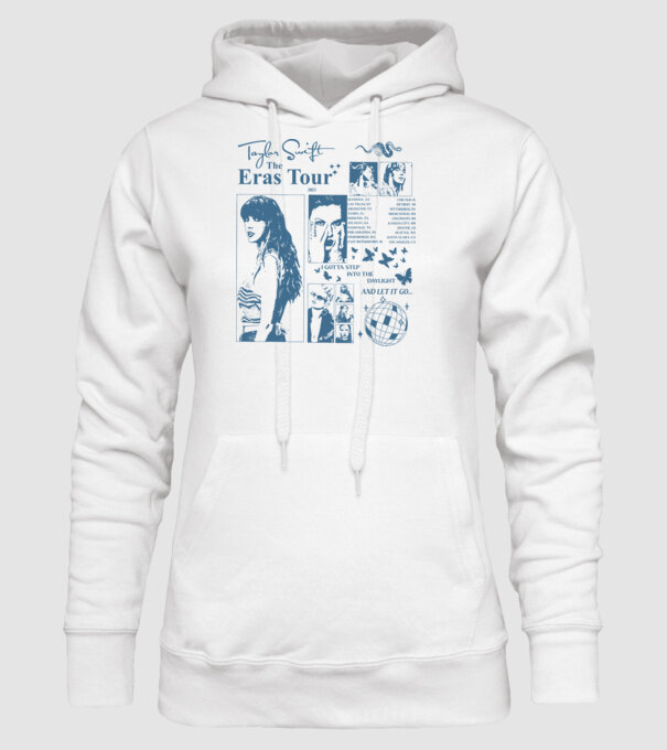 Taylor Swift ERAS print blue model alb pe tricou