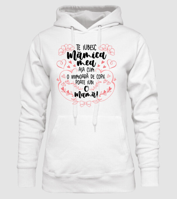Te iubesc mămica mea model alb pe tricou