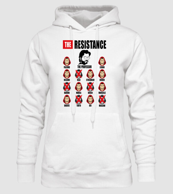 the resistance la casa de papel white model alb pe tricou