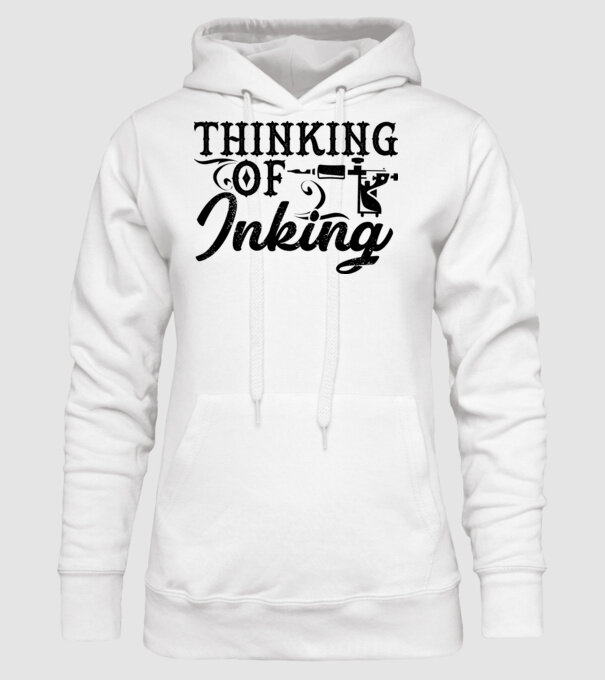Thinking of inking model alb pe tricou