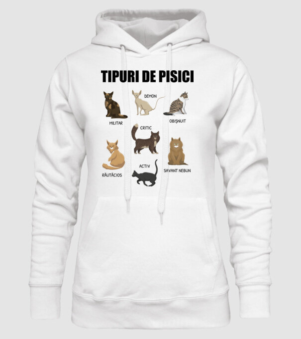 Tipuri de pisici model alb pe tricou
