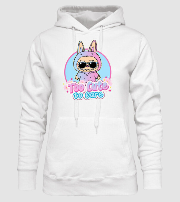 Too cute to care model alb pe tricou