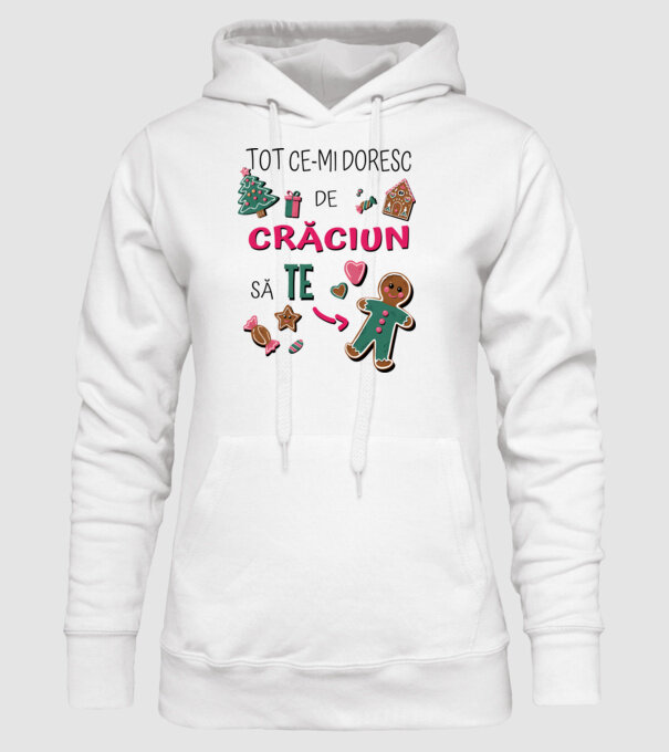 Tot ce-mi doresc de Crăciun să TE om alb model alb pe tricou
