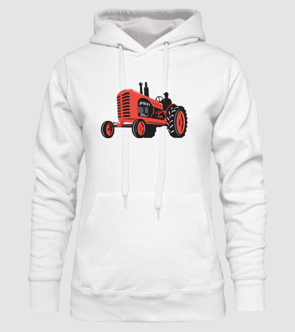 TRACTOR model alb pe tricou